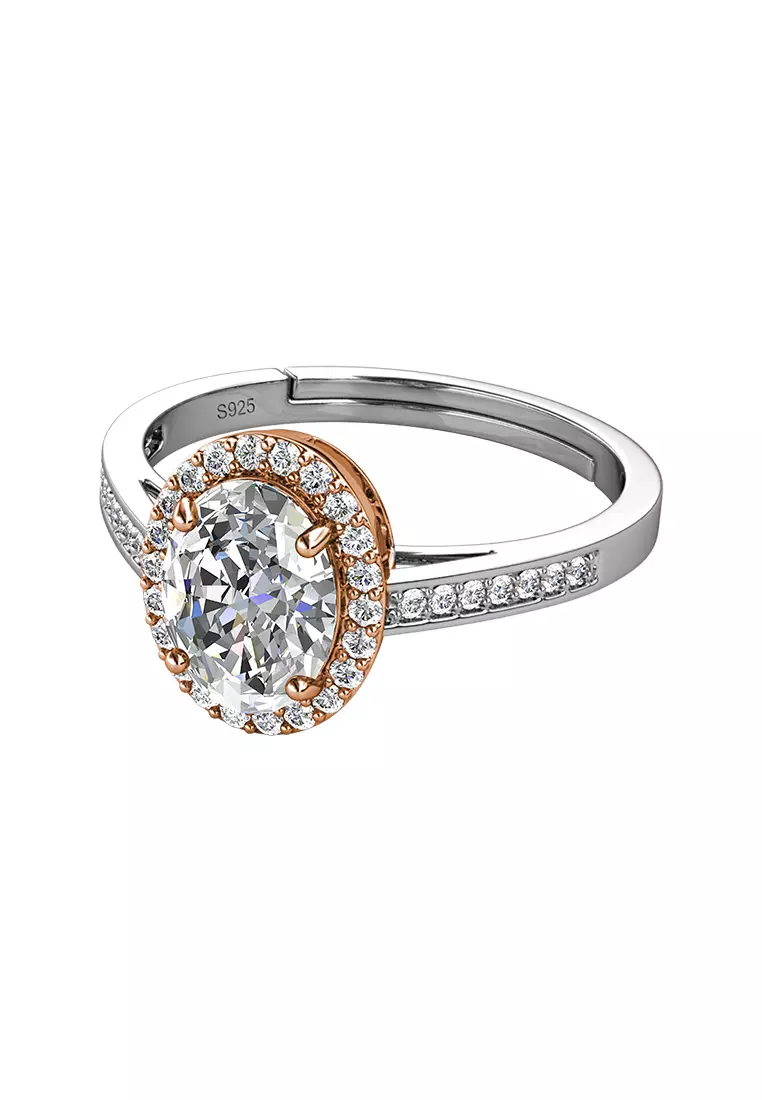 Berlian Moissanite La Reine Ring Dual Tone [GRA CERTIFICATE MOISSANITE DIAMOND] - Cincin 1.5ct Moissanite Berlian with 925 Silver CELESTA by Her Jewellery