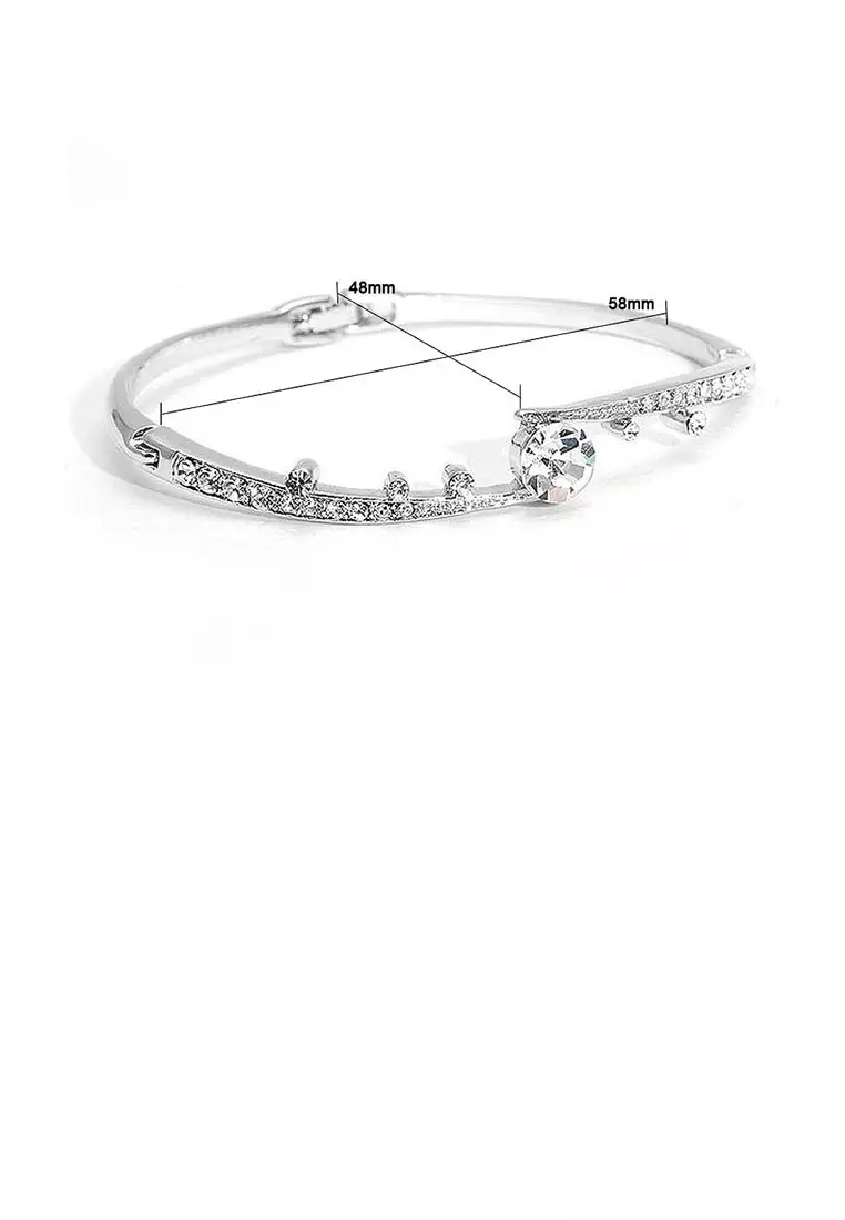 Elegant Bangle with Silver Austrian Element Crystals and CZ