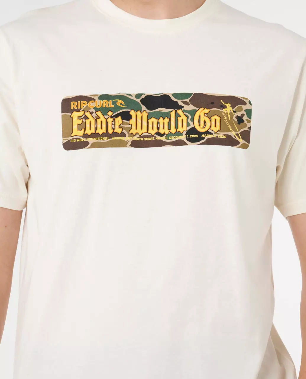 Rip Curl Men Eddie Would Go Sticker Tee - Bone