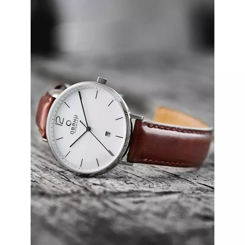Obaku Toft Mocha Analog White Dial Men's Watch