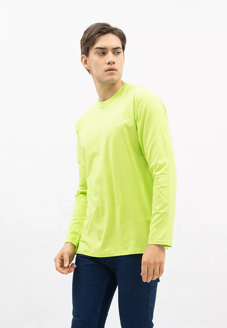 Houseofcuff Kaos Cotton Combed Lengan Panjang Pria Hijau Stabilo