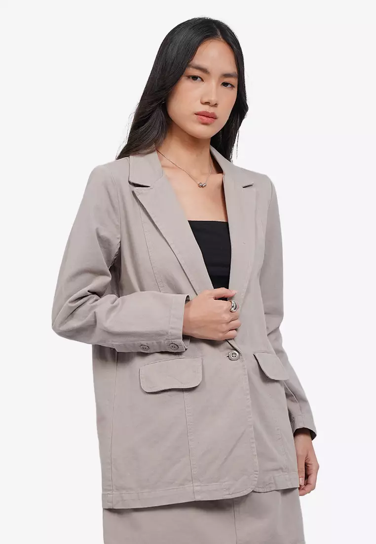 Oversized Twill Blazer