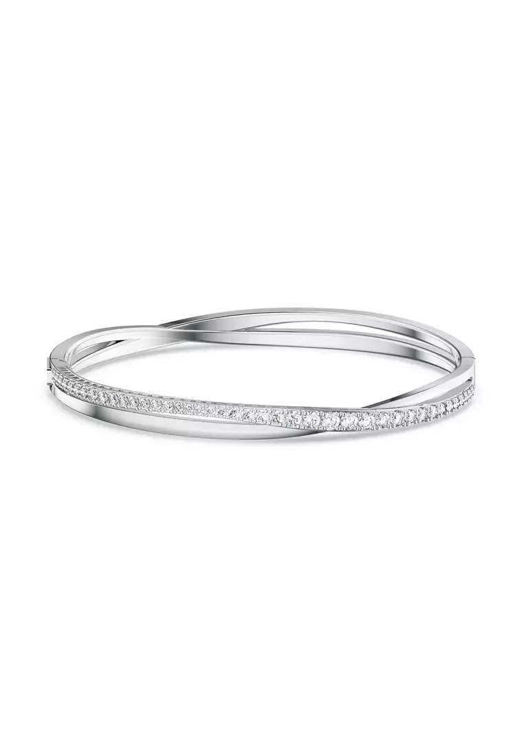 Buy Swarovski Hyperbola bangle, White, Rhodium plated Online | ZALORA ...