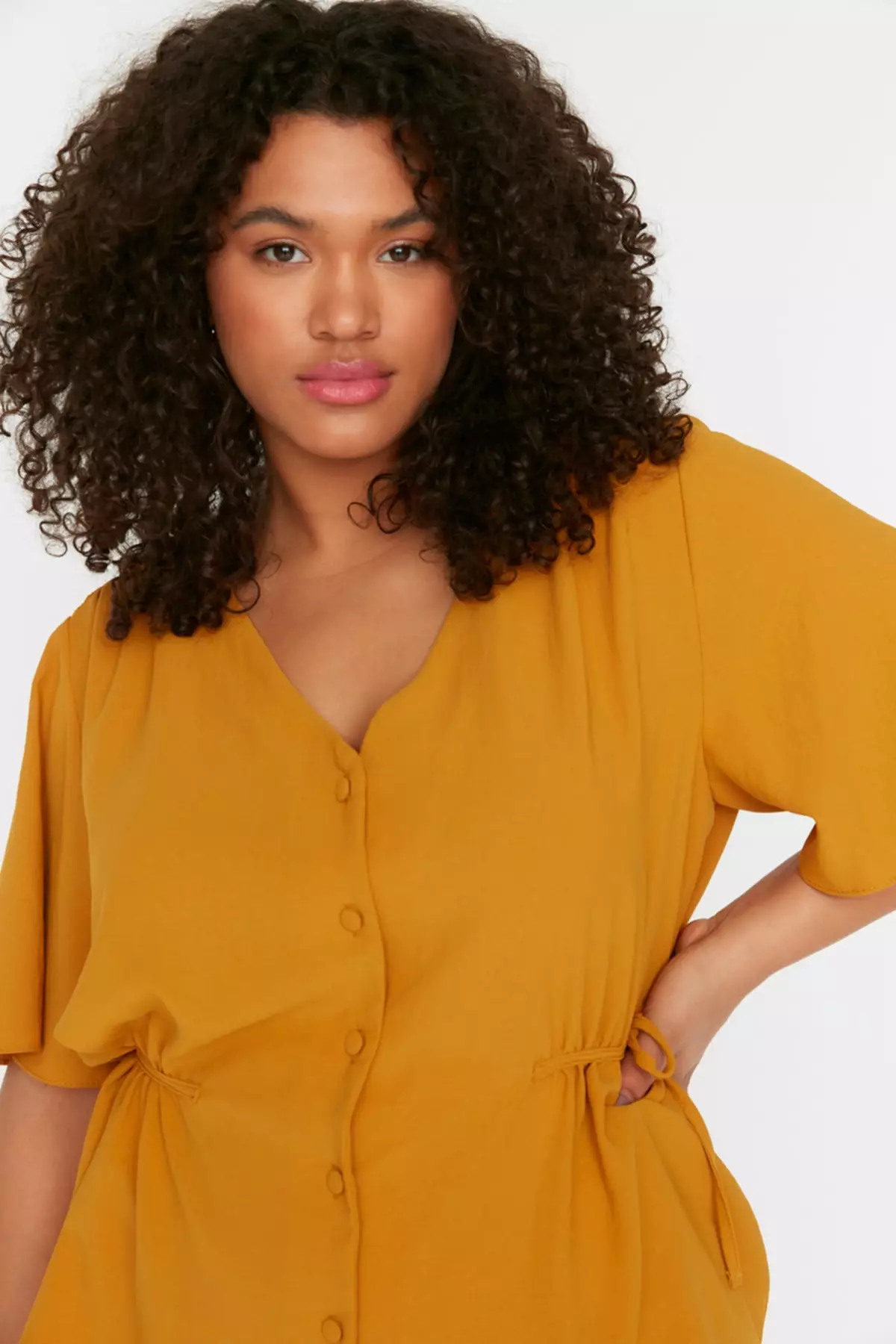 Yellow dress blouses cheap