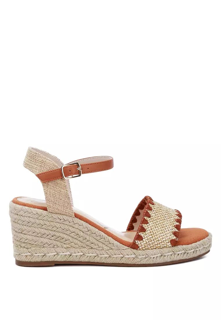 Discount on London Rag  shoes - SKU: Tan Raffia Wedge Espadrilles