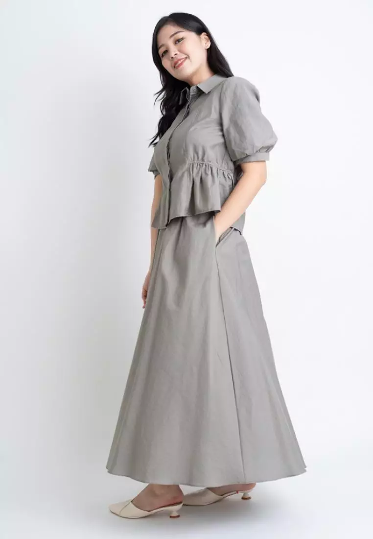MAXI FLARE SKIRT WITH ELASTICITY WAISTBAND