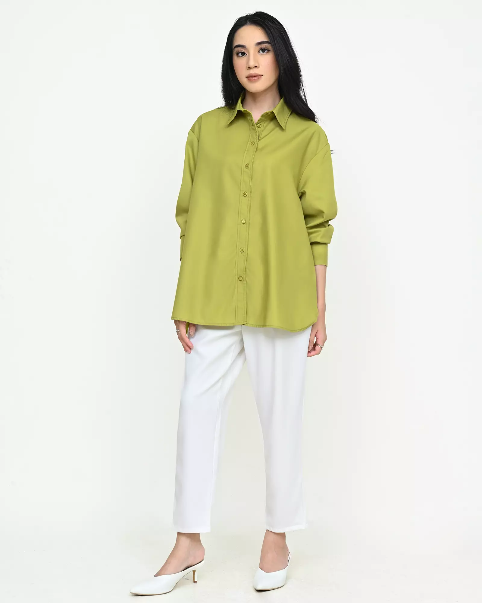 Geulis.id PIPER SHIRT / KEMEJA OVERSIZE WANITA - LIME