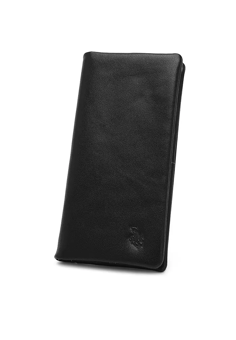 Genuine Leather RFID Blocking Long Wallet - Black