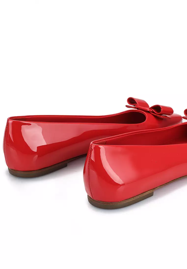 Red ballet flats with bow top