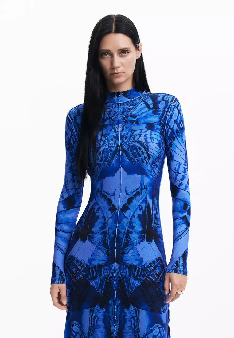 Desigual Woman Butterfly midi dress.