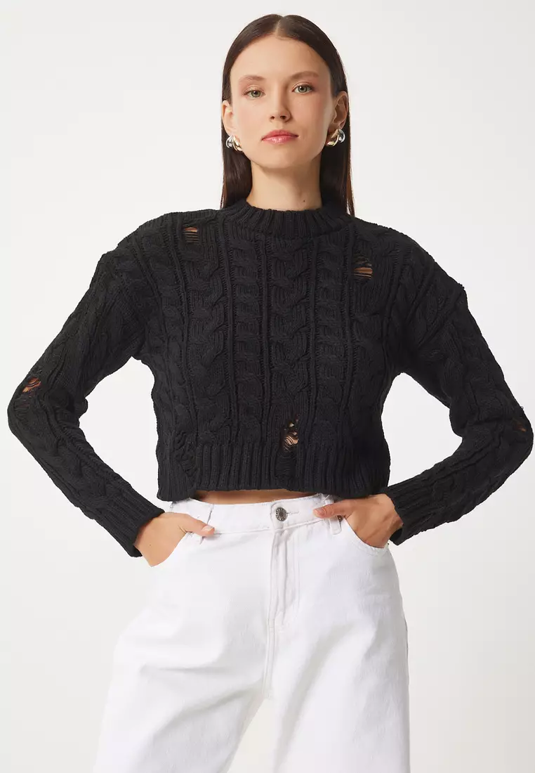 Happiness Istanbul Knitted Cropped Jumper