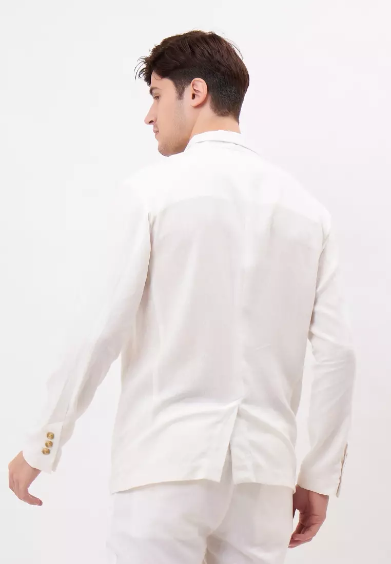 Salt Blazer Linen Pria Putih - Linen Blazer Men White