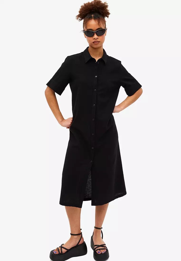 Buy Monki Linen Midi Shirt Dress Online | ZALORA Malaysia
