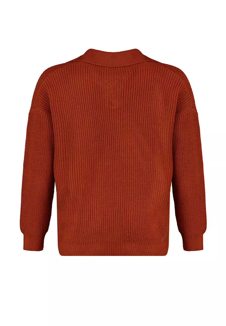 Plus Size Shirt Collar Knitwear Sweater