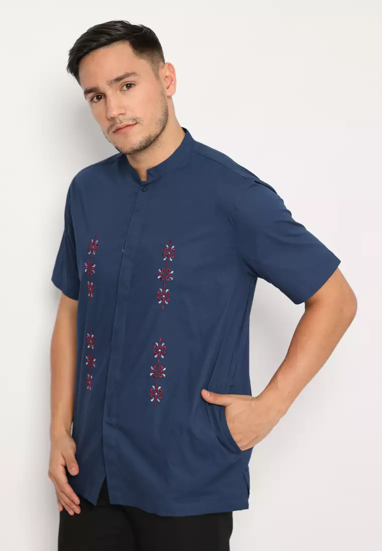 Jobb Rashid Baju Koko Pria Lengan Pendek Regular Fit Navy