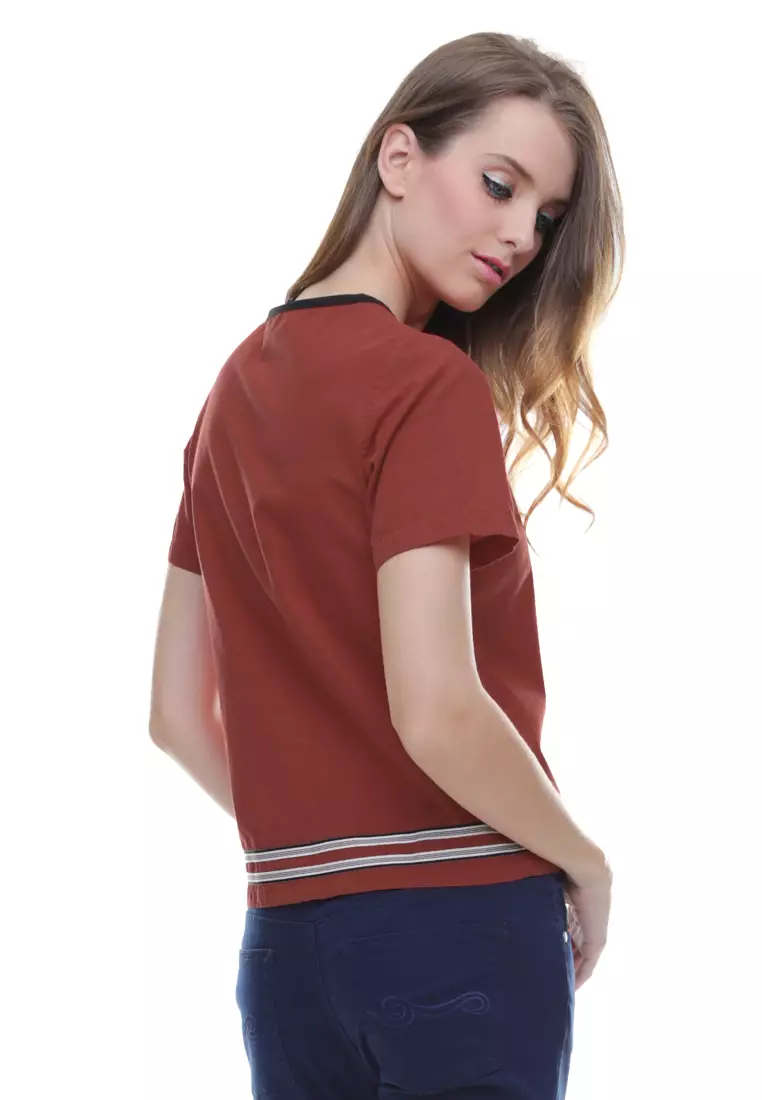 LGS - Regular Fit - Kemeja Wanita - Tanpa Kerah - Merah