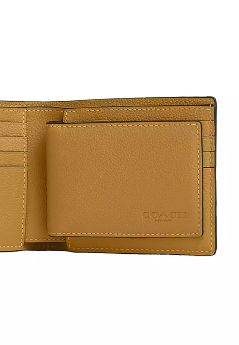 Buy Coach COACH Compact ID Wallet In Sport Calf Leather Flax 74991