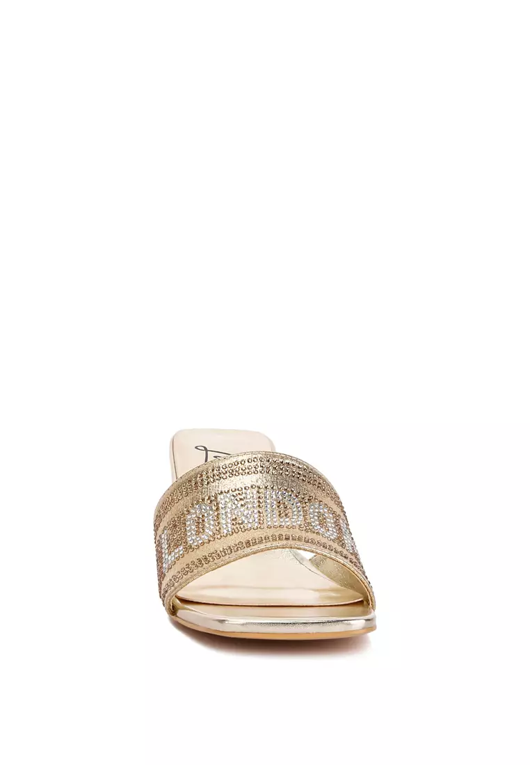 Gold Rhinestone Embellished London Sandals