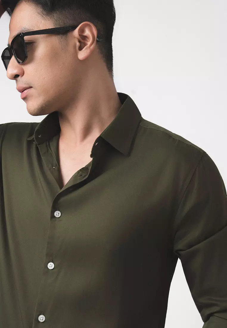 Viscose Dark Green Casual Shirt