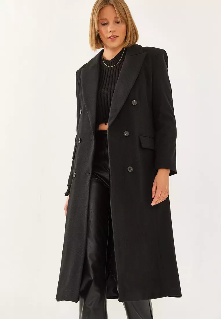Women's Buttoned Sleeve Cashmere Coat 8100 60351082