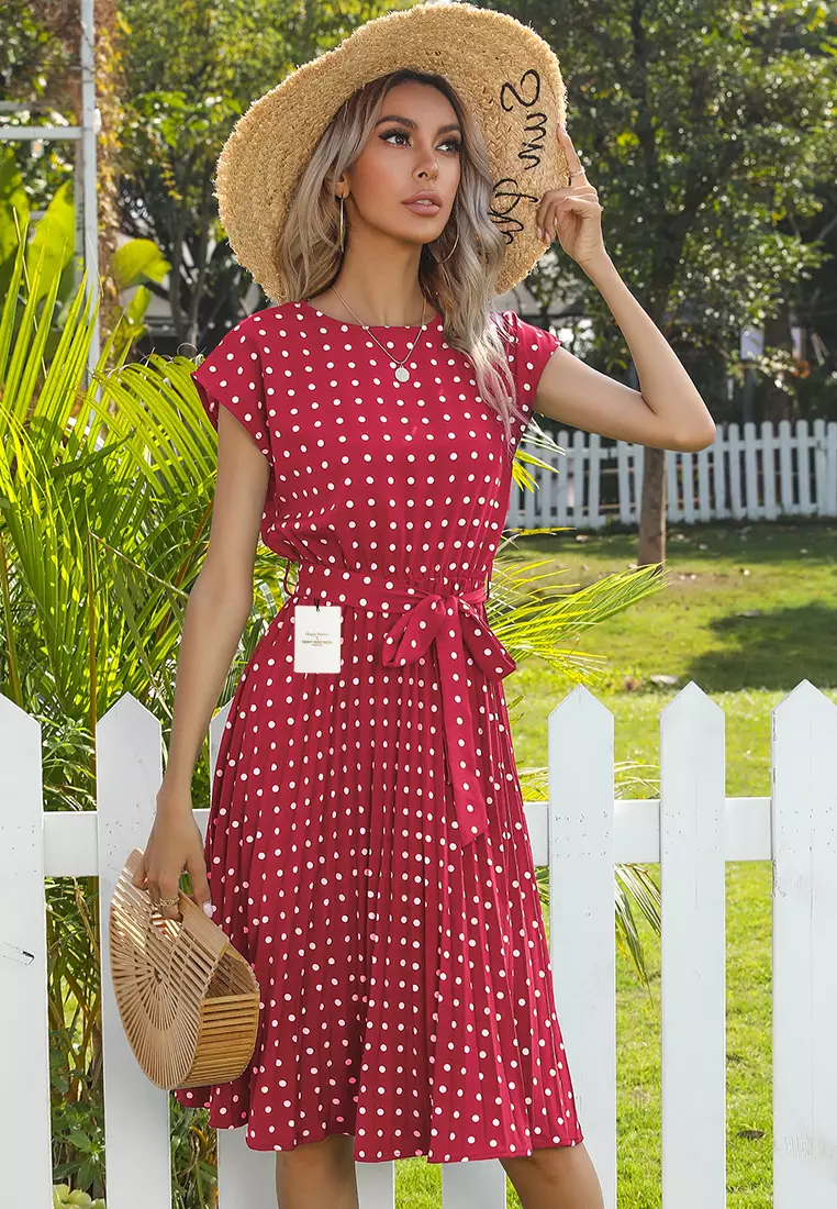 Red midi sale polka dot dress