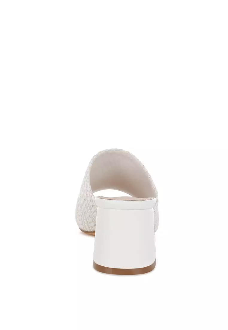 Woven Raffia Clogs In White