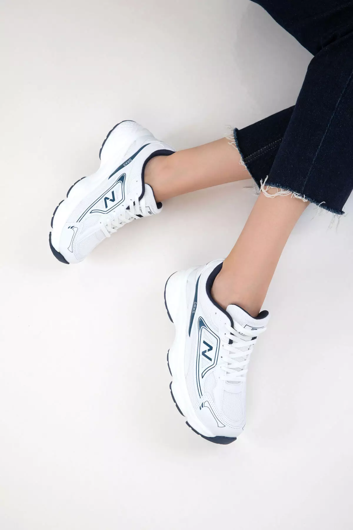 White-Navy Blue Women's Sneaker 20762