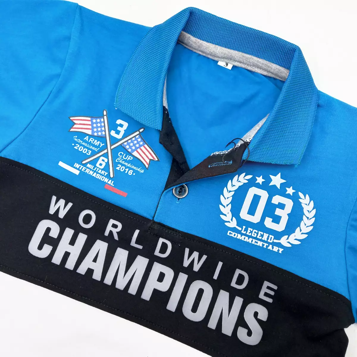 Wakakids Kaos Anak Laki Laki Atasan Baju Oblong Lengan Pendek Polo Shirt Motif Champions 3951 Turkis