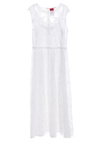 iROO white Sleeveless Full Lace Midi Dress 975BCAA12C3B6FGS_1