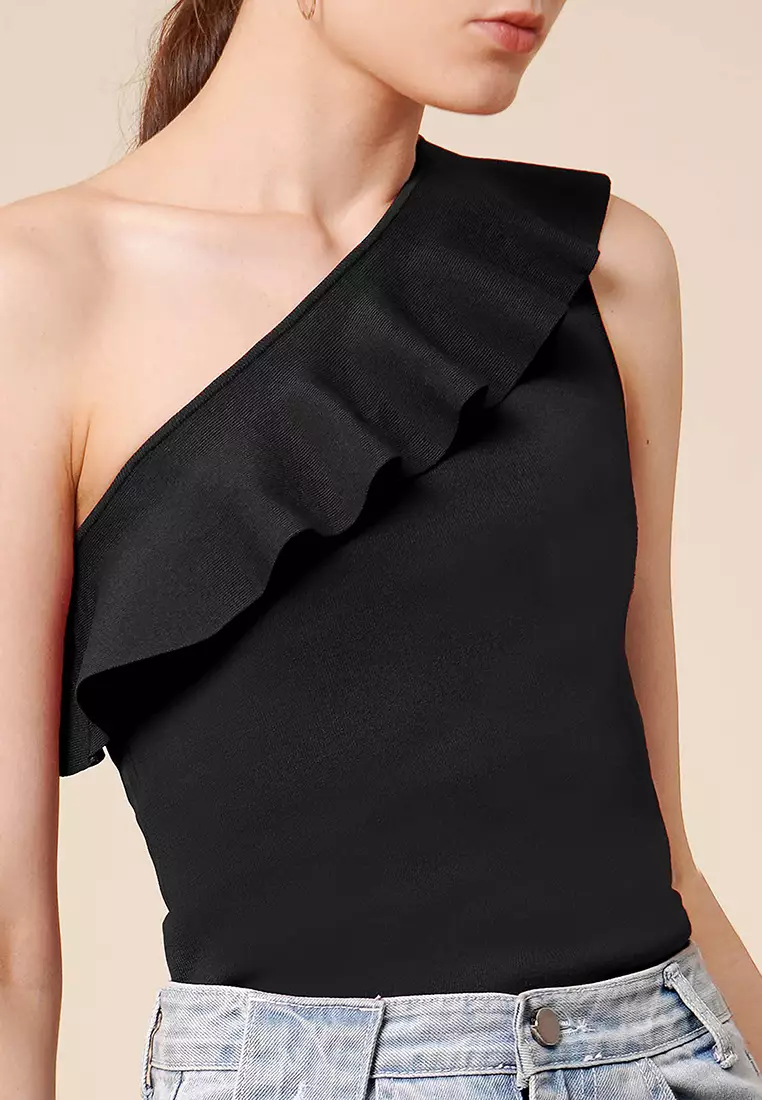 One Shoulder Ruffled Top