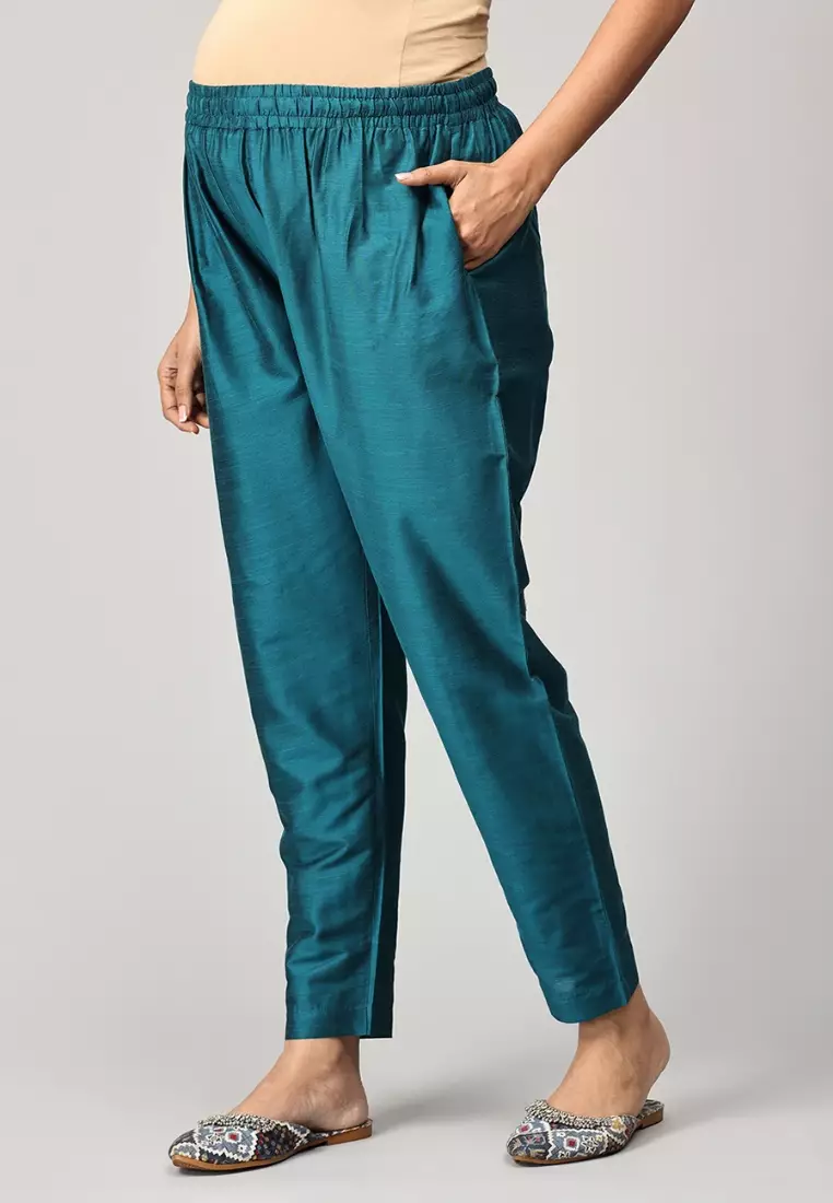 Drama At Gala 刺绣孕妇装和哺乳期真丝库尔塔套装