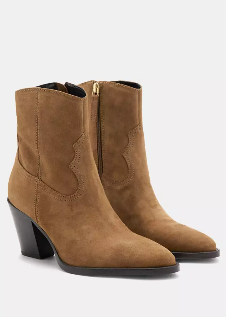 Suede Block-Heel Boots