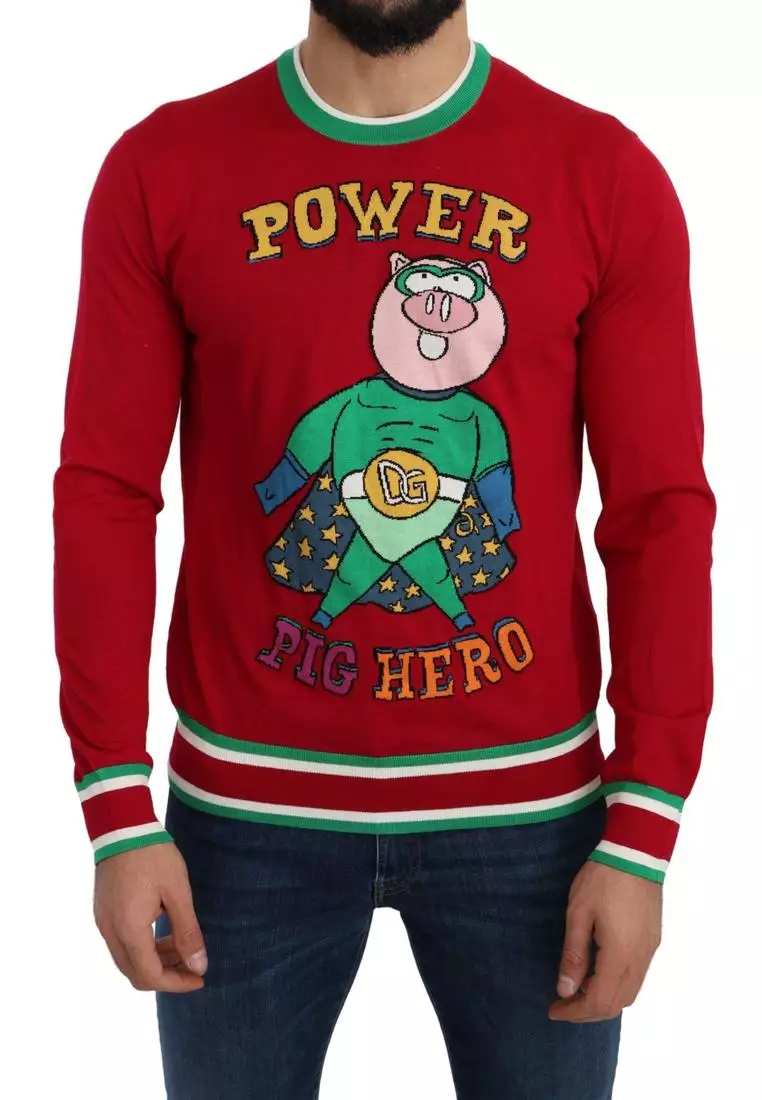 Buy Dolce Gabbana Dolce Gabbana Red Wool Silk Pig of the Year