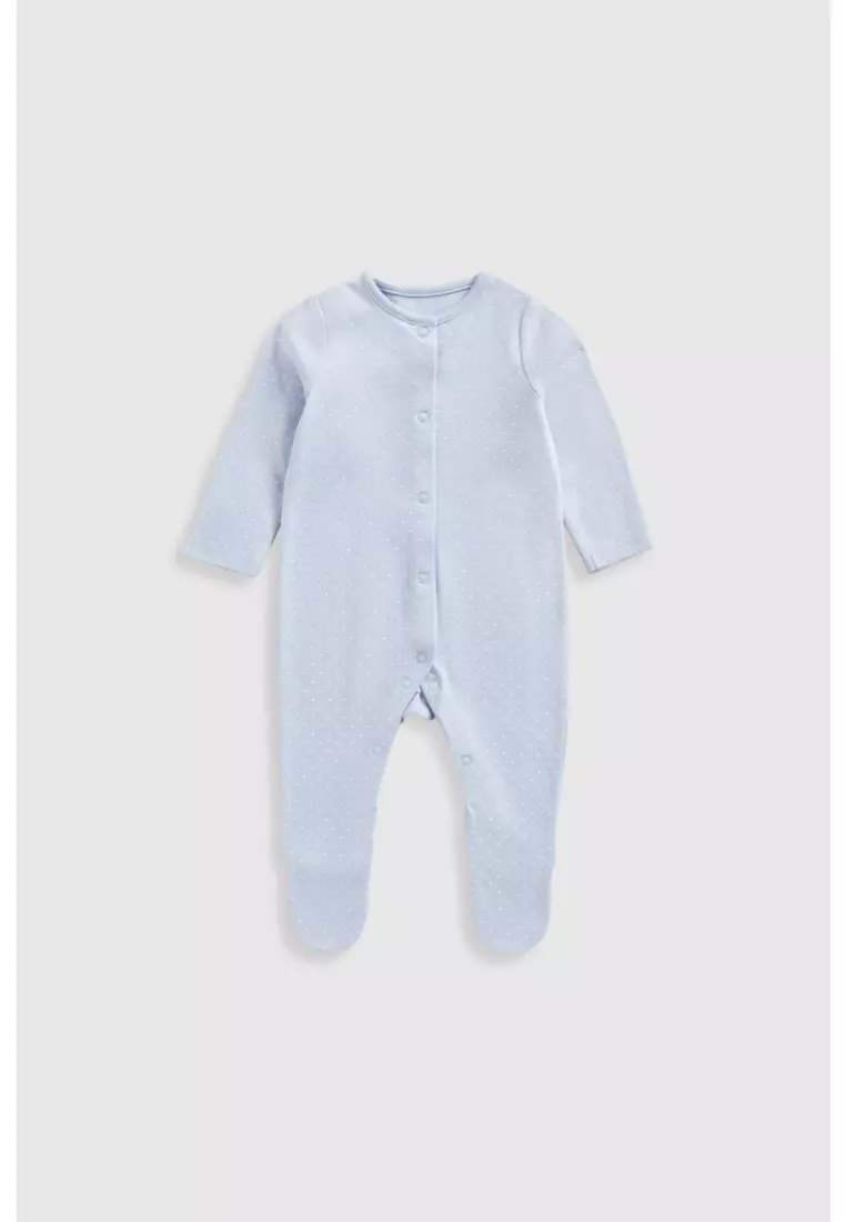 Blue Floral Baby Sleepsuits - 3 Pack