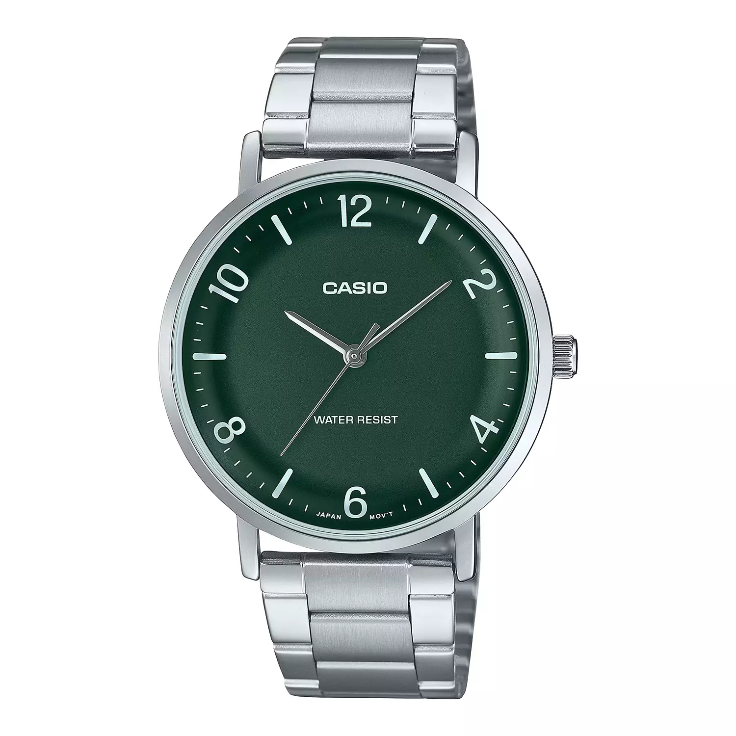 Casio Standard Jam Tangan Analog Pria Green Dial All Silver Stainless  Steel MTP-VT03D-3B