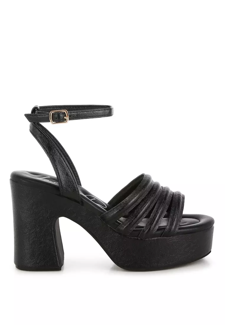 Discount on London Rag  shoes - SKU: Strappy High Platform Sandals in Black