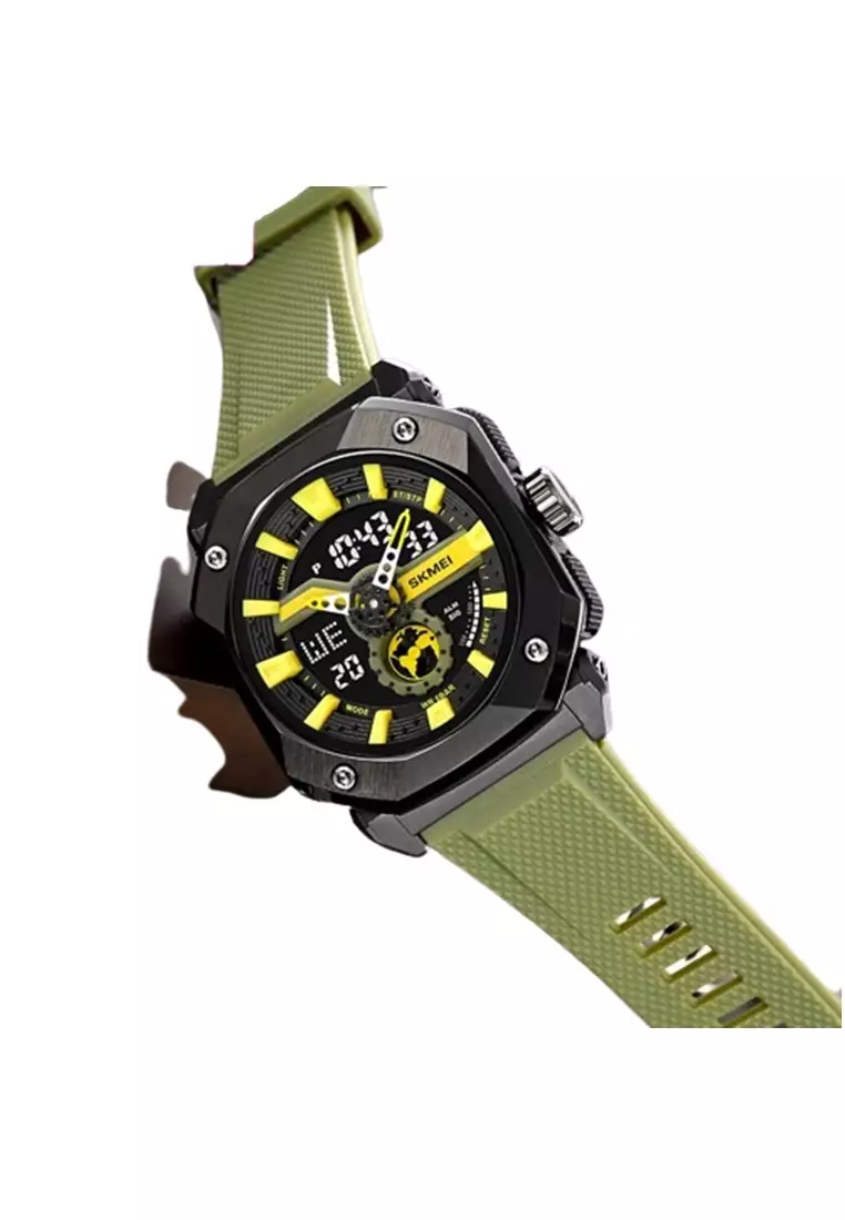 Jam Tangan Pria Analog Digital Chrono Multifunction LED ORIGINAL - Green