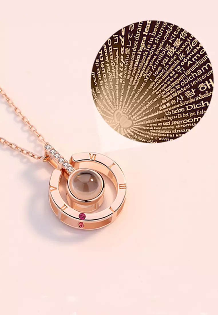Fayre "I Love You" Projection Necklace in Rose Gold