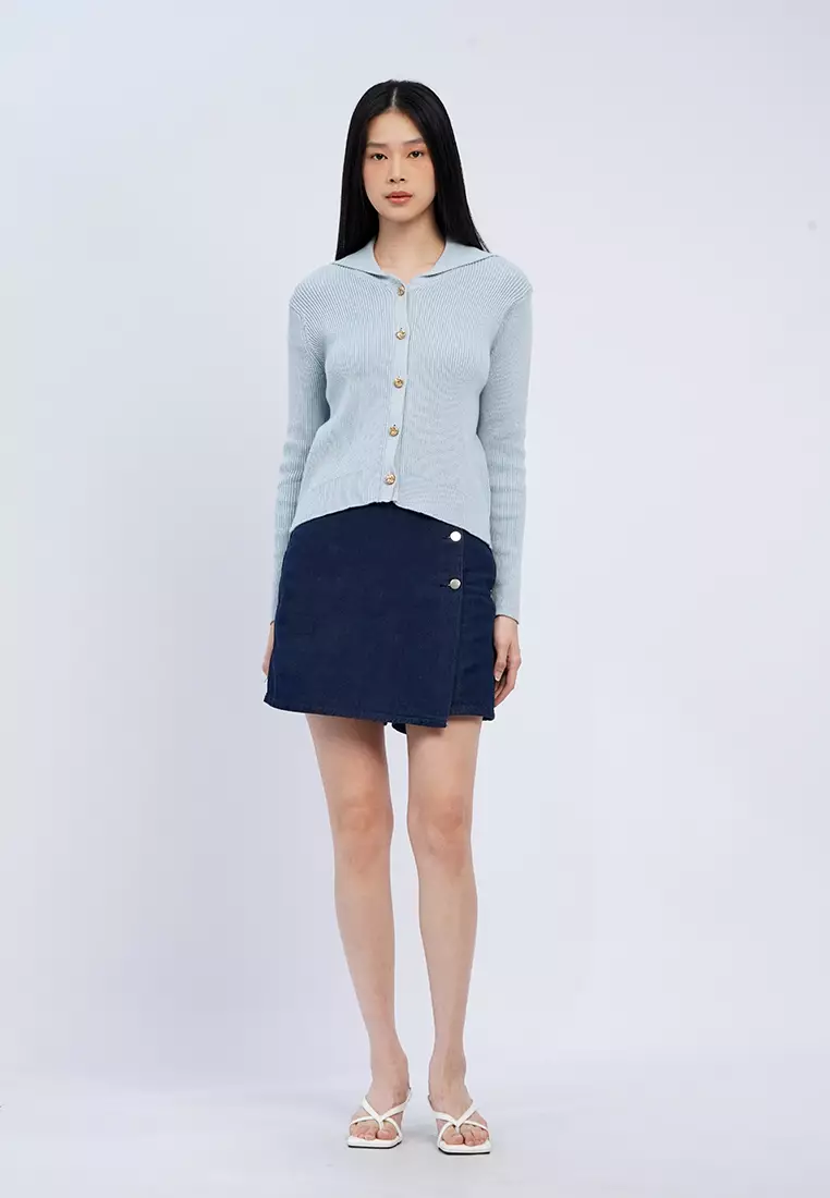 Wide Collar Long Sleeve Cardigan