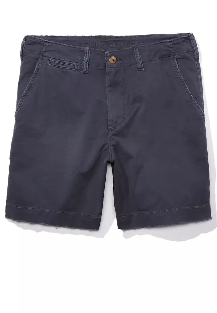 Purple top khaki shorts