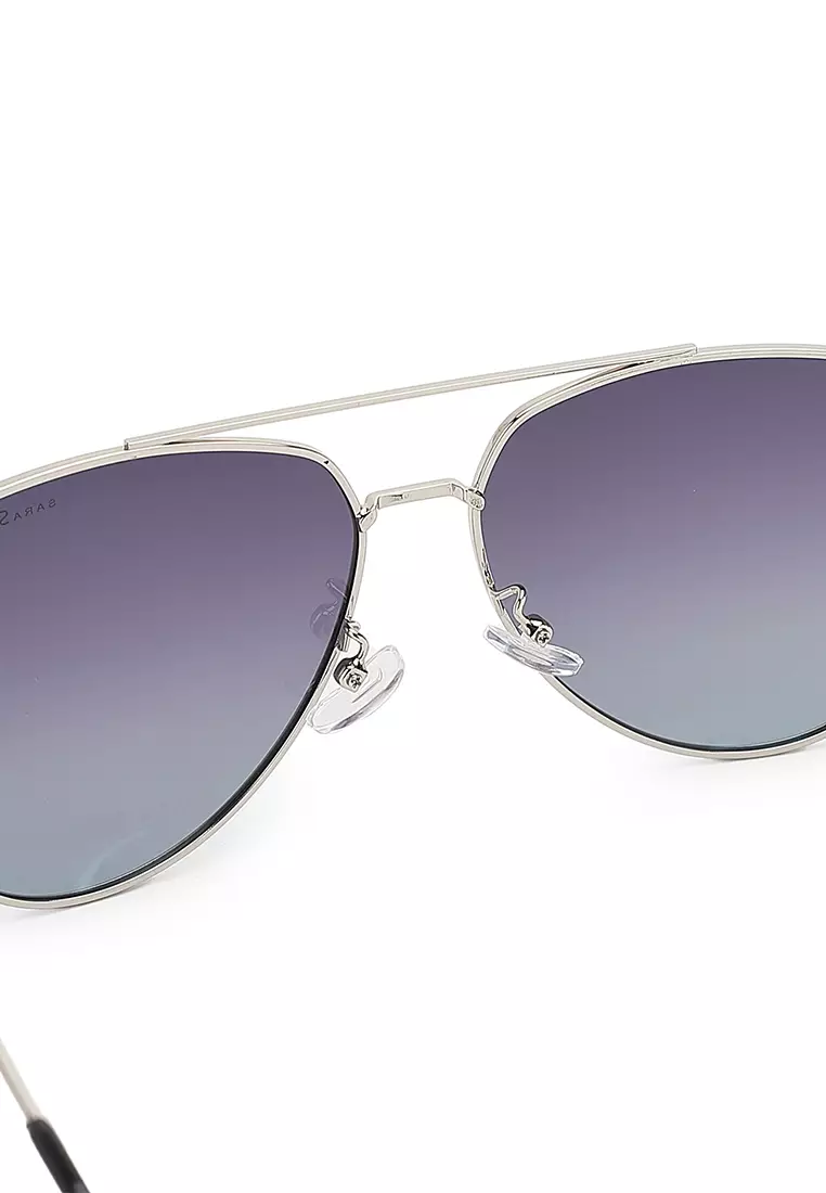 Unisex Polarized Aviator Sunglasses - Nickel White