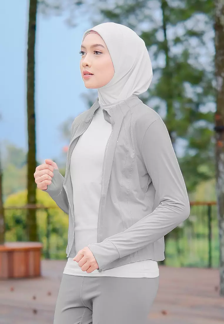 Zelena - Cleo Dryfit Jacket | Jaket Olahraga Wanita Slim Fit - Lava Grey