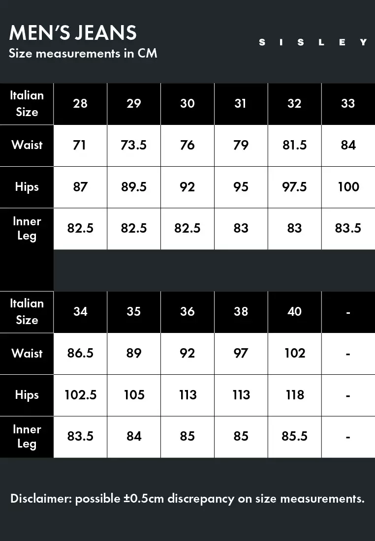 Liverpool jeans size chart sales