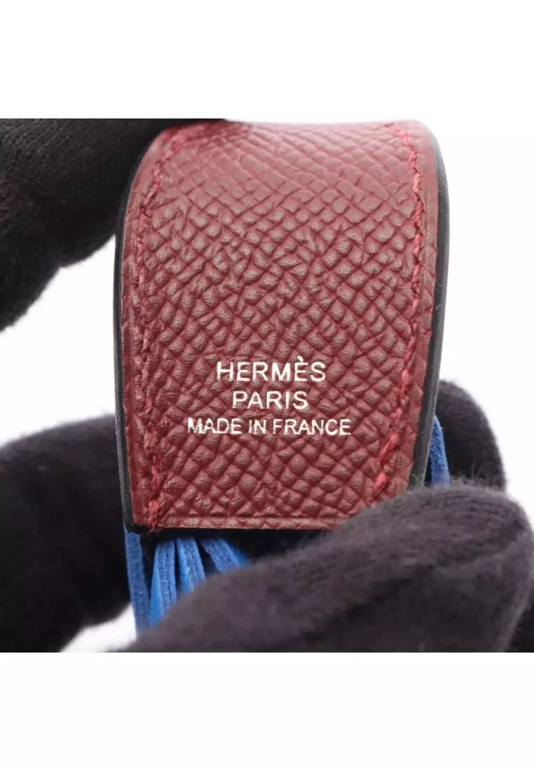 Pre-Loved Hermès Poisson Rouge Ash blue hydra Kure bag charm Agneau Veau epsom Bordeaux blue ivory G stamp