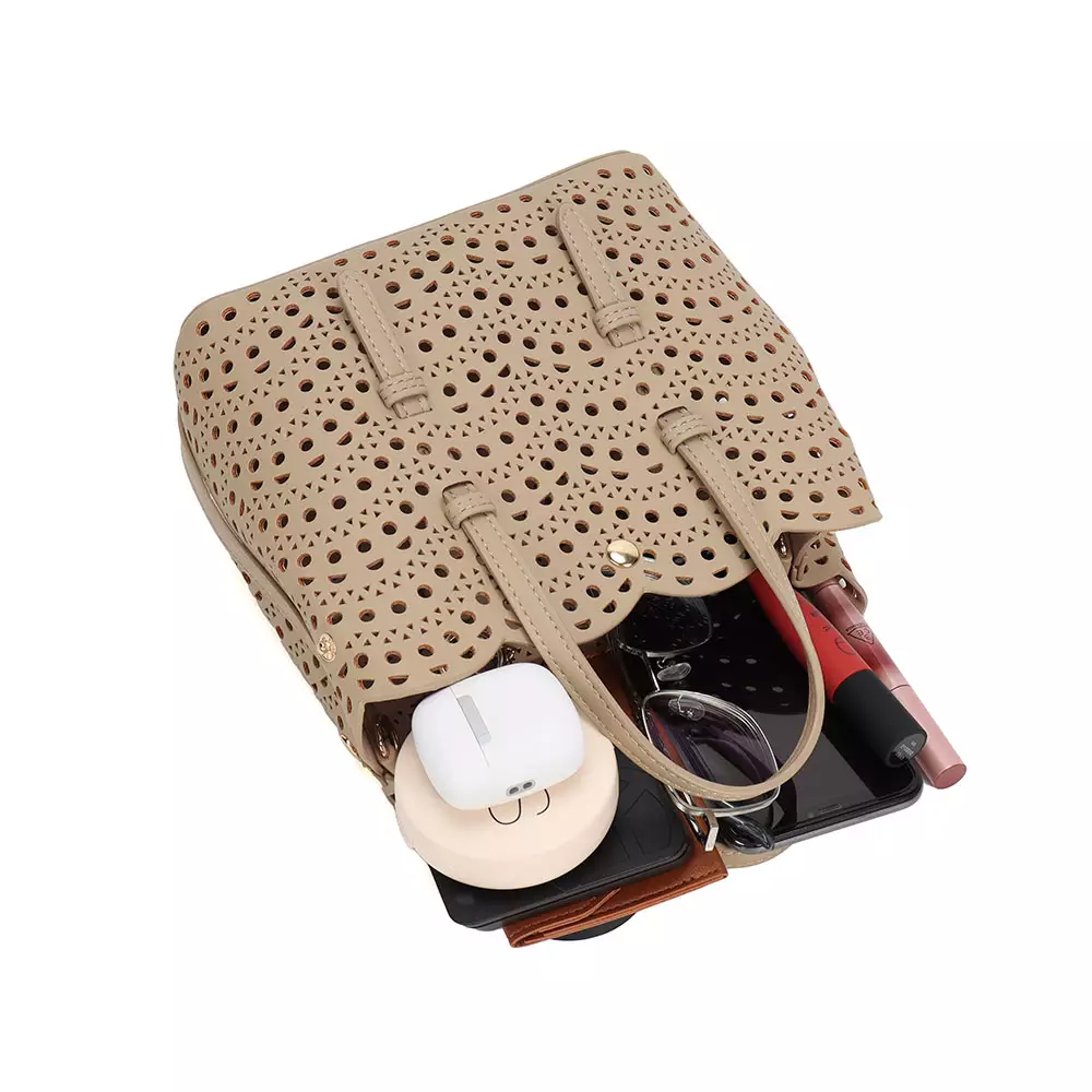 En-ji Sosan Handbag Wanita Warna Khaki