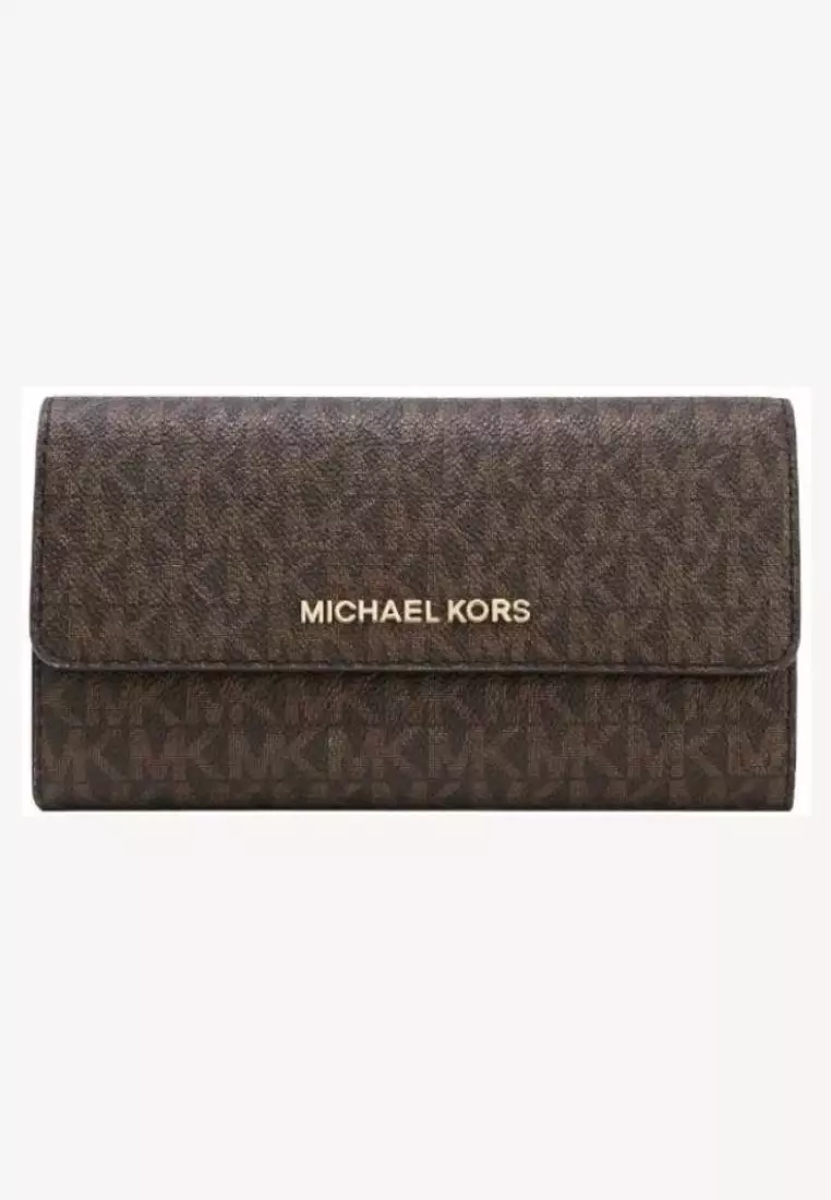 Michael Kors Jet Set Large Logo Trifold Wallet Brown