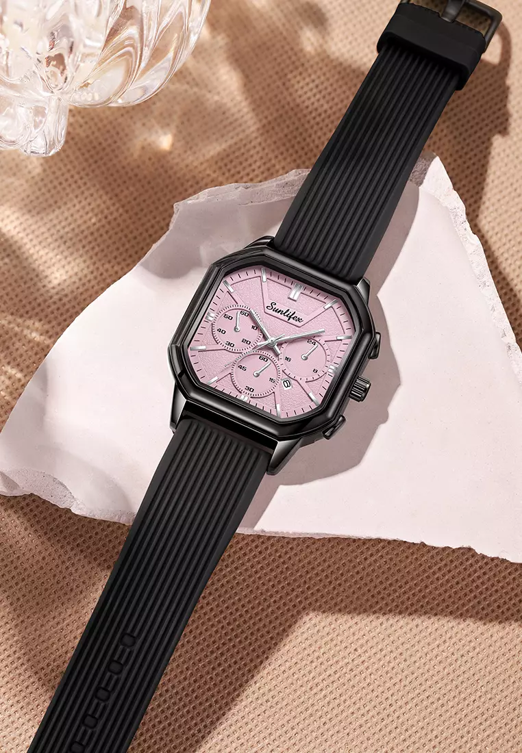 Jam Tangan Wanita Korea Elegan Tanggal Tali Silikon Kuarsa Jam Tangan Cewek Original B004 pink