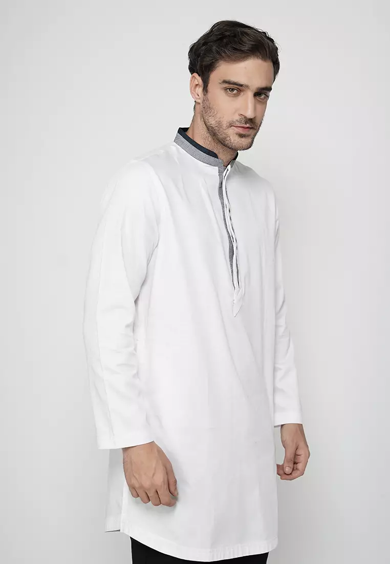 LGS - Baju Koko Kurta - Lengan Panjang - Putih