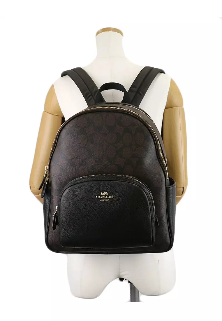Coach Court Backpack In Signature Canvas - Dark Brown