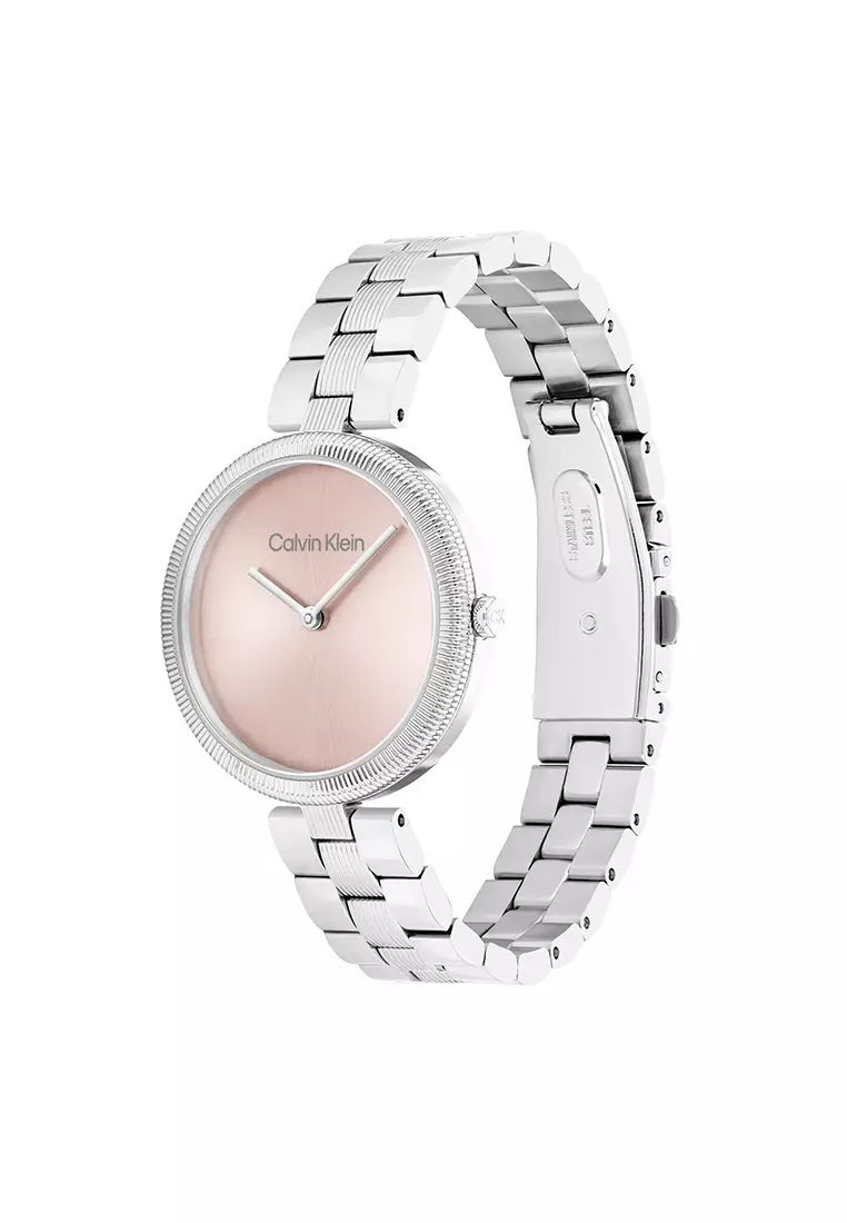 Women's Stainless Steel Bracelet and Light Blush Dial Quartz Watch - CK25100015